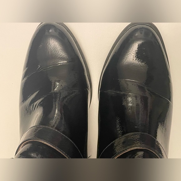 FRANCO SARTO BLACK RAINA, PATENT LEATHER, BLOCK HEEL BOOTIES SIZE 9.5 W - Picture 9 of 11